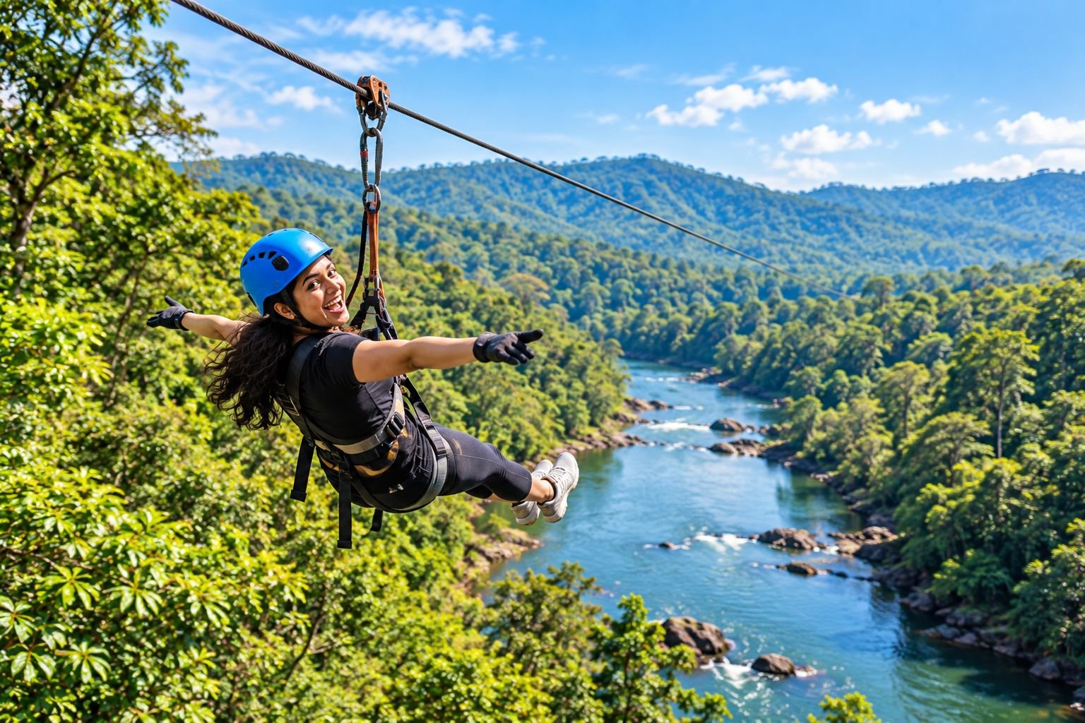 Zipline adventure through the forest in Dandeli